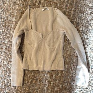ASTR, Sz M, Cream Long Sleeve Ribbed Knot Top/ Sweater, $98